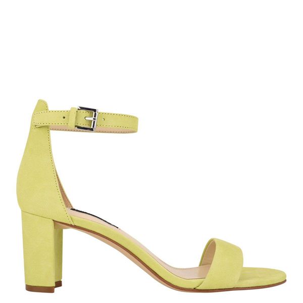 Nine West Pruce Ankle Strap Block Heel Yellow Heeled Sandals | South Africa 04E30-7V90